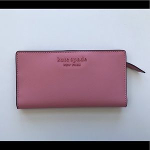 Kate spade pink large slim bifold wallet NEW